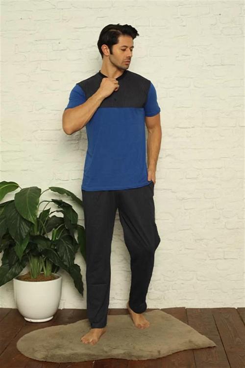 Erkek Saks 3'lü Pijama Takım