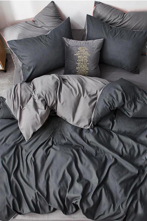 Lodos Home  Pamuklu Tek Kişilik Lastikli Nevresim Takımı Antrasit-Gri