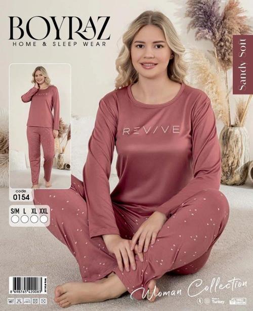 0154 Kadın Sandy Soft Uzun Kol Pijama Takımı