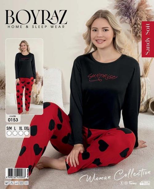0153 Kadın Sandy Soft Uzun Kol Pijama Takımı