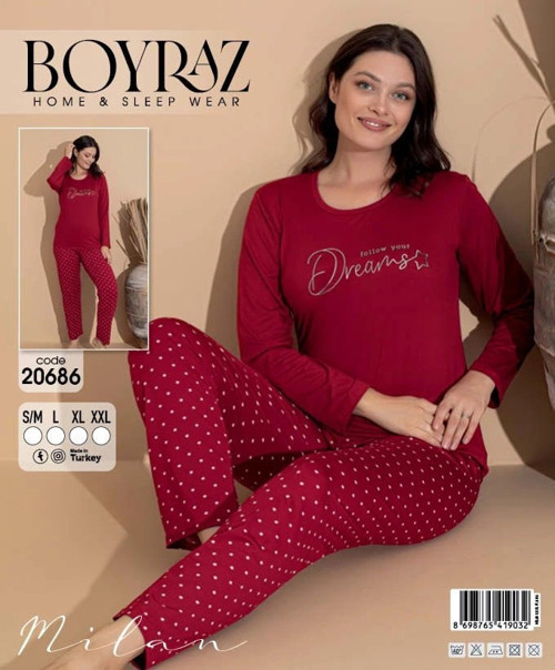 20686 Kadın Milan Uzun Kol Pijama Takımı