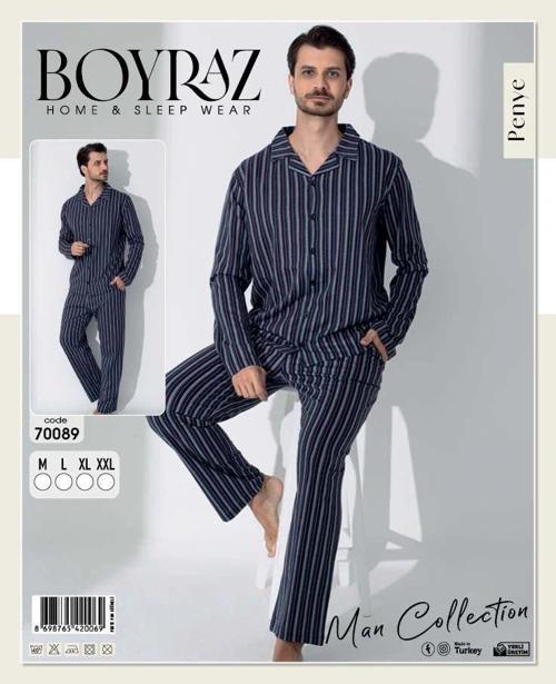 70089 Erkek Uzun Kol Penye Pijama Takımı