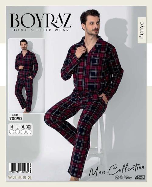 70090 Erkek Uzun Kol Penye Pijama Takımı