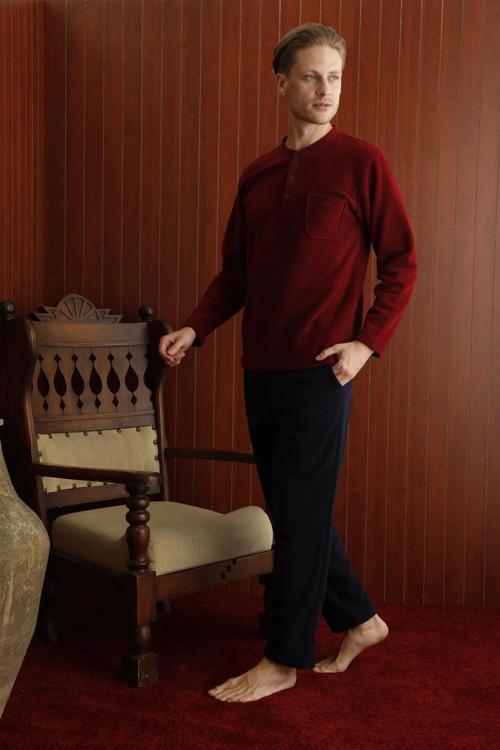 7306 Midi Yaka Polar Uzun Kol Pijama Takım