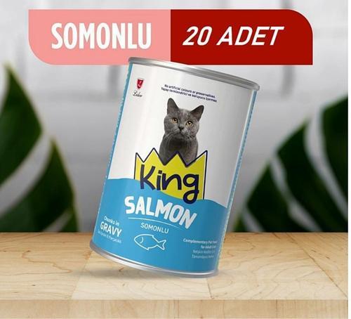 Sos İçerisinde Et Parçacıklı Somonlu Kedi Konservesi 400 Gr*20 ADET
