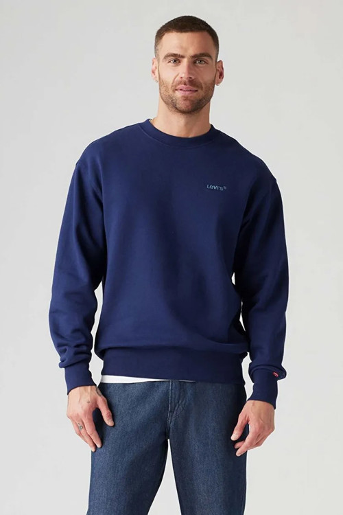 Erkek Authentic Crew Mavi Sweatshirt - A9244-0002