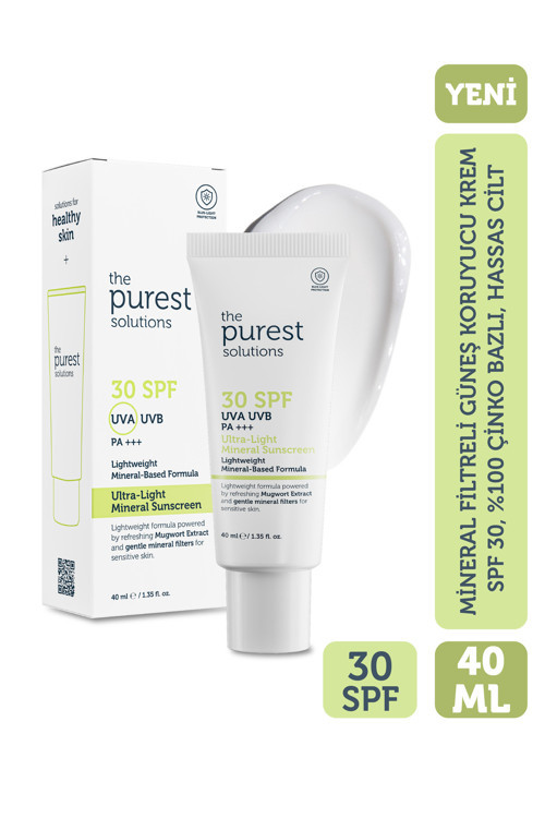 Mineral Filtreli Güneş Koruyucu Krem SPF 30, %100 Çinko Bazlı, Hassas Cilt, 40 ml