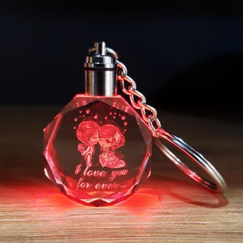 Işıklı Kristal Renk Değiştiren Anahtarlık Sevgili