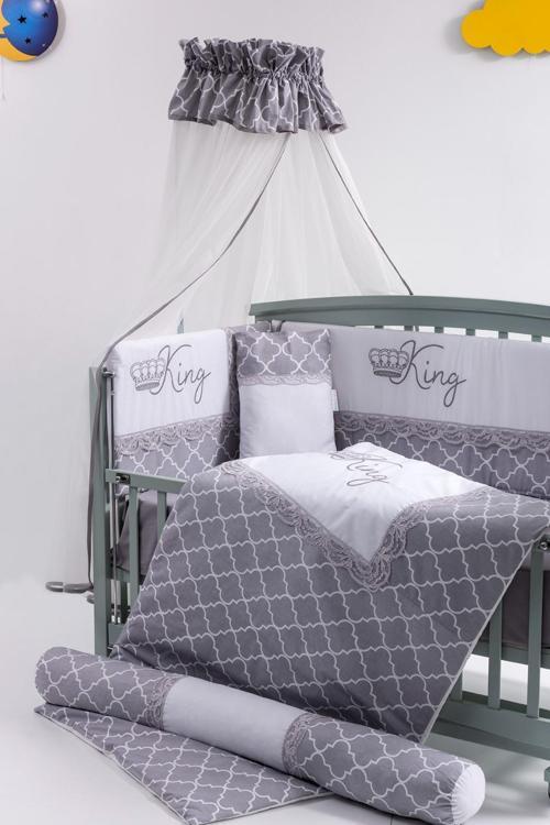 BEBEK UYKU SETİ TAKIMI KİNG GRİ MODEL 