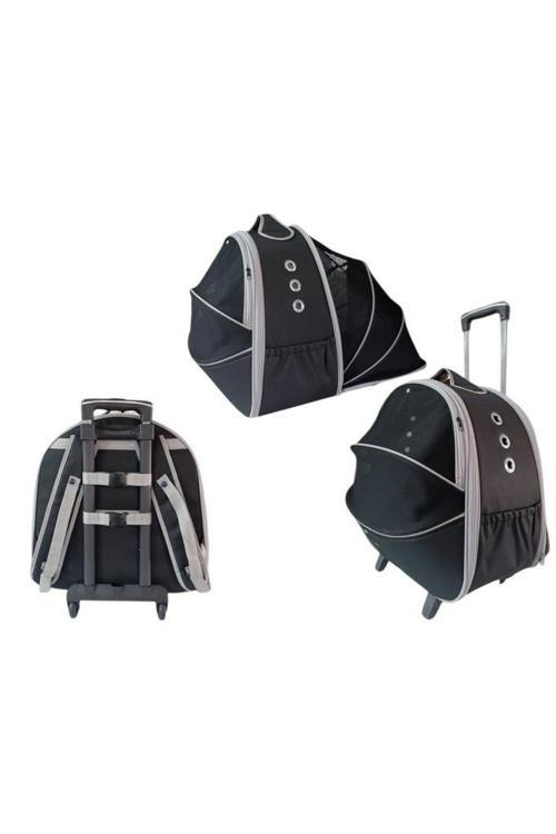 Grand Paris Tekerlekli Genişletilebilen Kedi, Küçük Köpek Taşıma Çantası Siyah 40-40-50cm