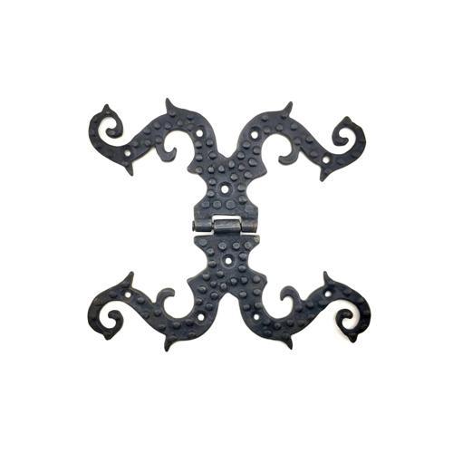 Antika Tarz Dekoratif Pirinç Süslü Menteşe - 190x170 Mm, Oksit