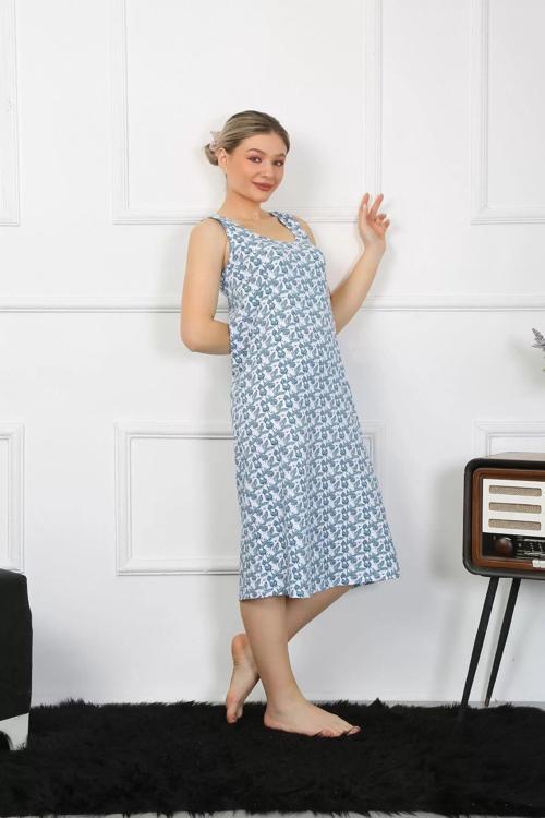 Kadın Kalın Askılı Penye Uzun Gecelik