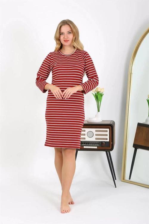 Pamuk Ev Elbisesi Tunik Gecelik Kırmızı