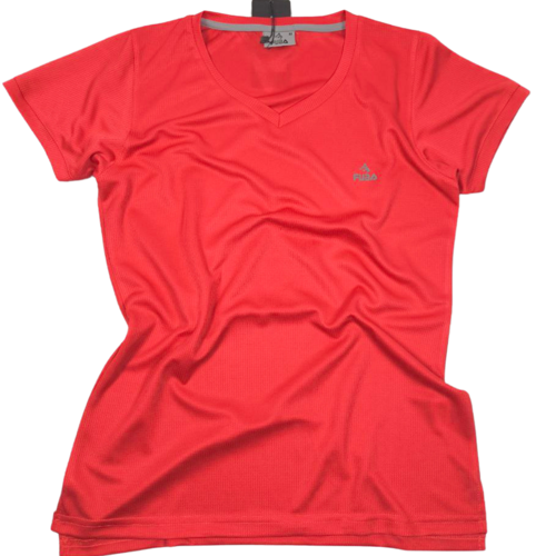 Kadın V Yaka Tişört Nar Çiçeği