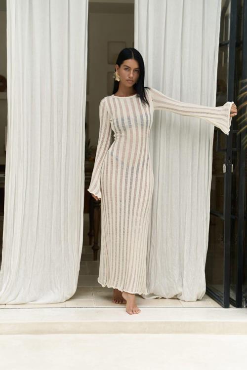 Railay Bej Uzun Triko Elbise