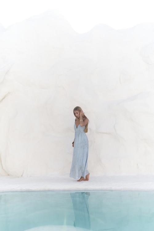 Aden Boncuk Detay Mavi Elbise 