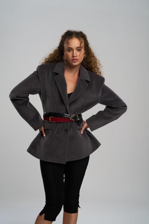 Kaela Bel Oturmalı Antrasit Blazer