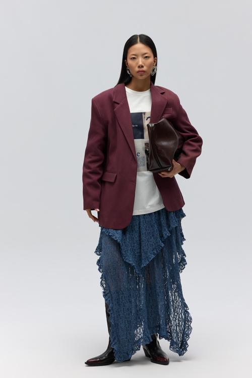 Symi Geniş Kesim Basic Bordo Blazer