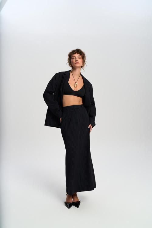 Bruno Çizgili Lacivert Etek