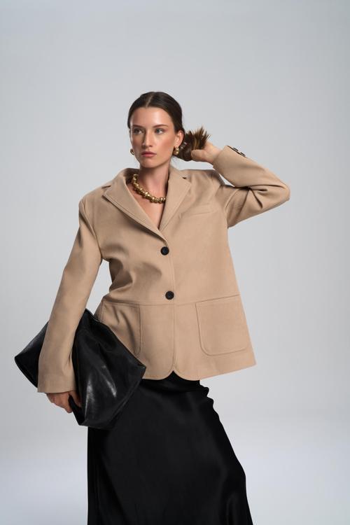 Orsina Yırtmaç Detaylı Bej Blazer