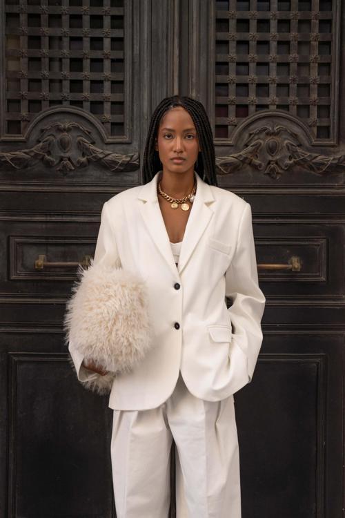 Emma Dikiş Detaylı Ekru Blazer