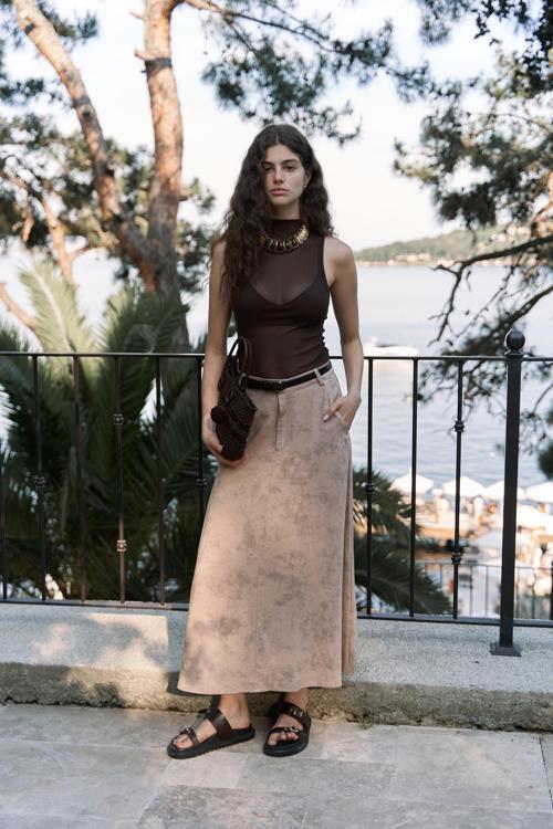 Garias Cepli Uzun Batik Desenli Vizon Etek