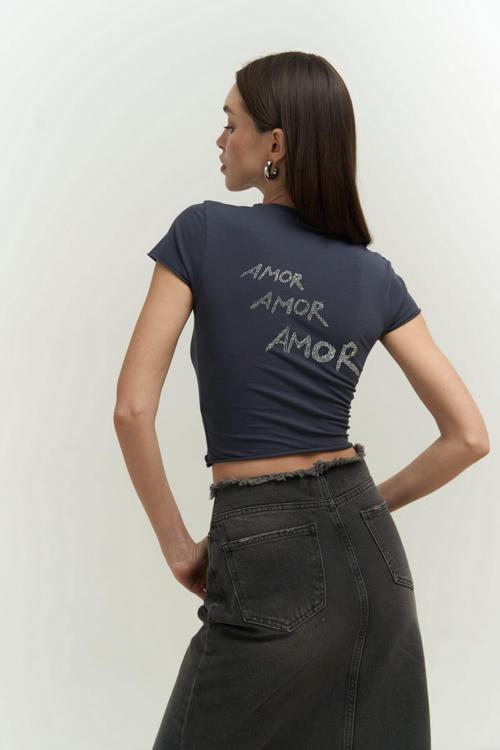 El Amor Antrasit Penye Crop