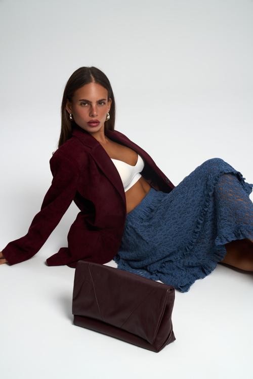 Mireya Asimetrik İndigo Dantel Etek