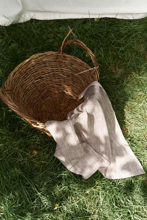 Peony Çizgi Detay Kahve Keten Fular