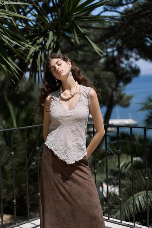 Veilinas Asimetrik Vizon Keten Crop