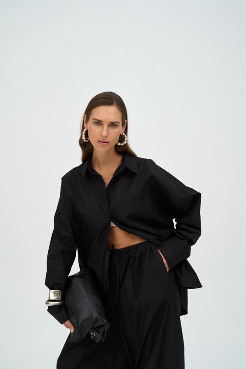 Josie Oversize Siyah Gömlek