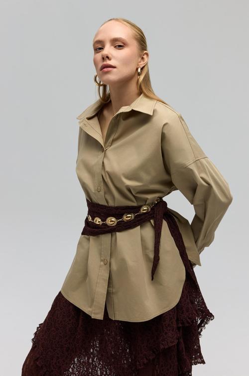 Phoebe Oversize Taş Gömlek