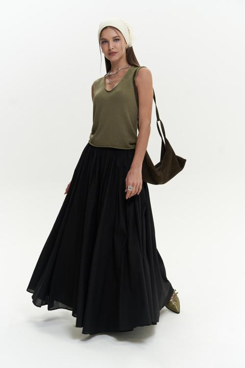 Faylinn Pileli Uzun Siyah Etek 