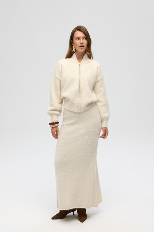 Nivra Ekru Uzun Triko Etek