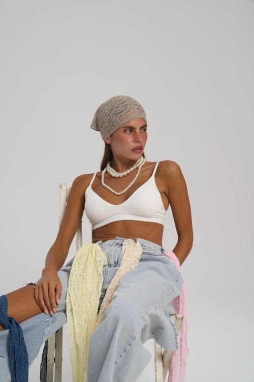 Miray Üçgen Kesim Vizon Dantel Bandana