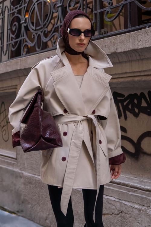 Tyra Bej Kemerli Kısa Trençkot