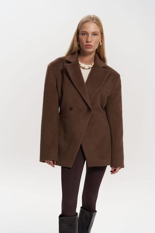 Naica Kahve Belden Oturmalı Blazer