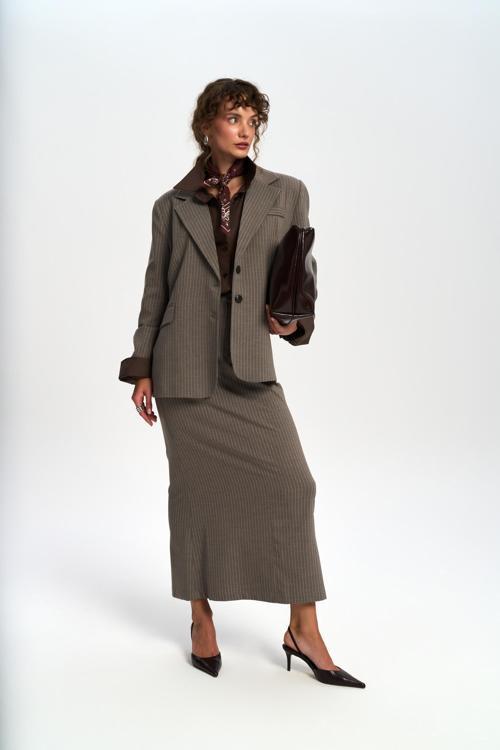 Bruno Çizgili Füme Etek