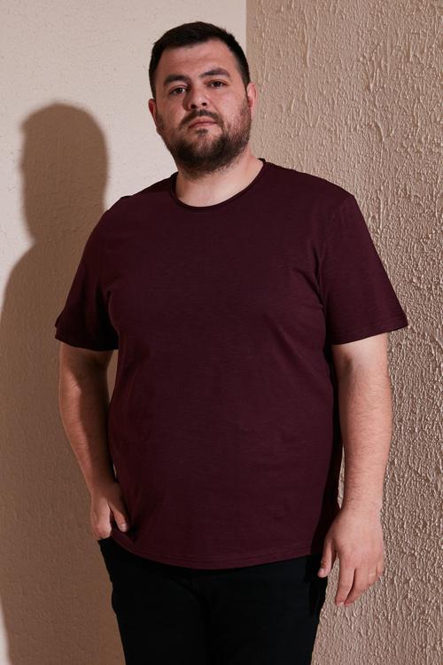 Pamuklu Regular Fit Büyük Beden Erkek T Shirt 59020001B VİŞNE