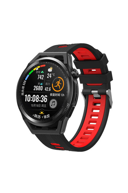 Galaxy Watch Active 2 44Mm Krd-55 Uyumlu Kordon Siyah-Kırmızı