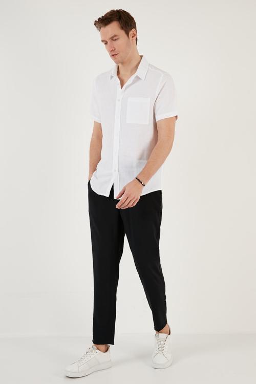 Elastik Bel Bantlı Cepli Regular Fit Yazlık Erkek Pantolon CF24S617952 SİYAH