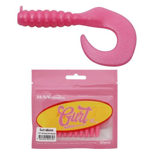 Gurt 4.5cm 10 Adet Orak Kuyruk Silikon Yem AGT-100 Pearyl Pink Special