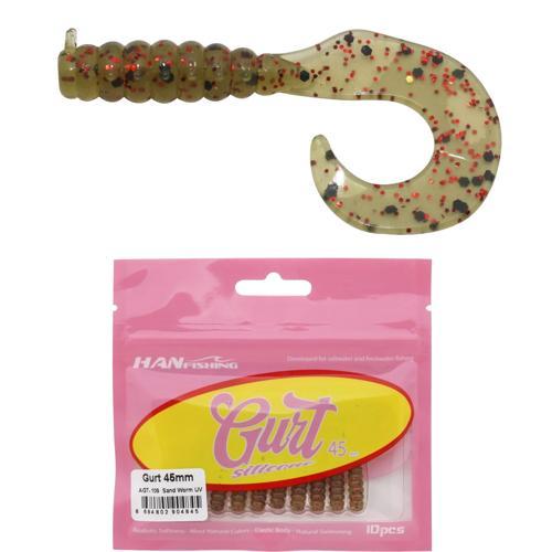 Gurt 4.5cm 10 Adet Orak Kuyruk Silikon Yem AGT-109 Sand Worm UV