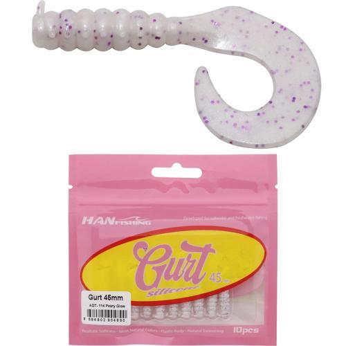 Gurt 4.5cm 10 Adet Orak Kuyruk Silikon Yem AGT-114 Peary Glow