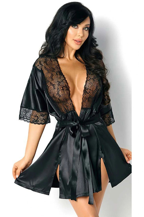 8357 Dantel Tül Detaylı Sabahlık