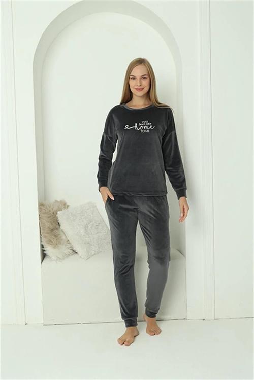Kadın Kadife Füme Pijama Takım