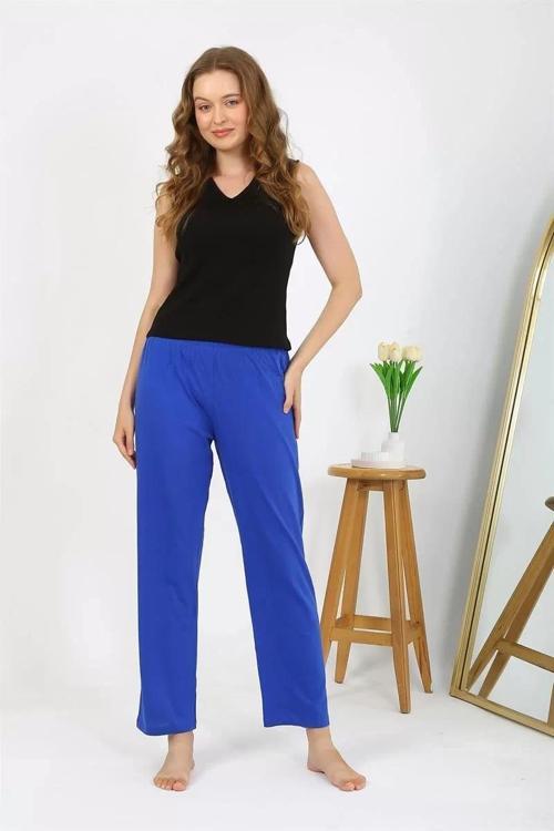 Kadın Penye Düz Tek Alt Pijama Sax