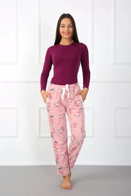 Bayan Welsoft Polar Tek Alt Pijama Pembe