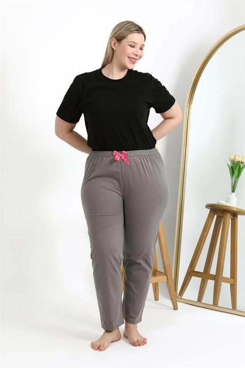 Kadın Pamuklu Büyük Beden Alt Pijama Vizon