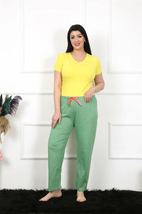Kadın Pamuklu Büyük Beden Alt Pijama Yeşil